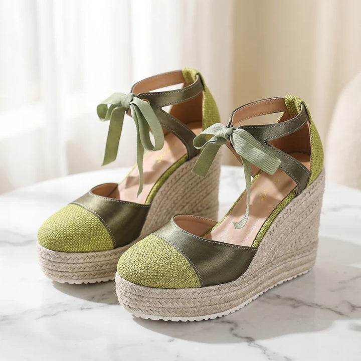 Isabelle | Ankle Tie Platform Espadrille Wedges