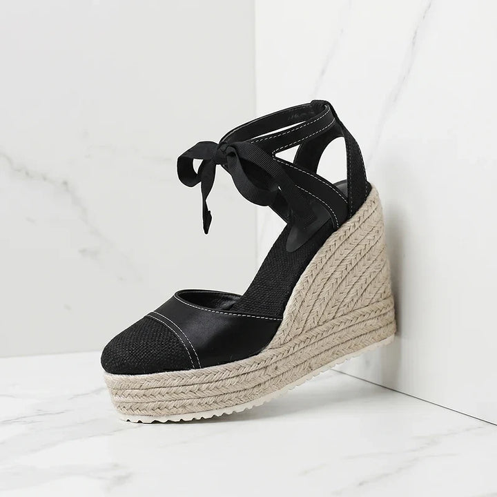 Isabelle | Ankle Tie Platform Espadrille Wedges