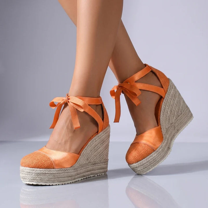 Isabelle | Ankle Tie Platform Espadrille Wedges