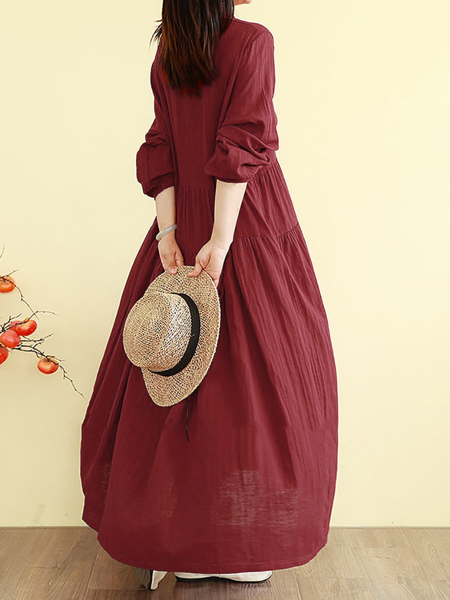Isabelle | Ruffle Neck Tiered Maxi Linen Dress Women