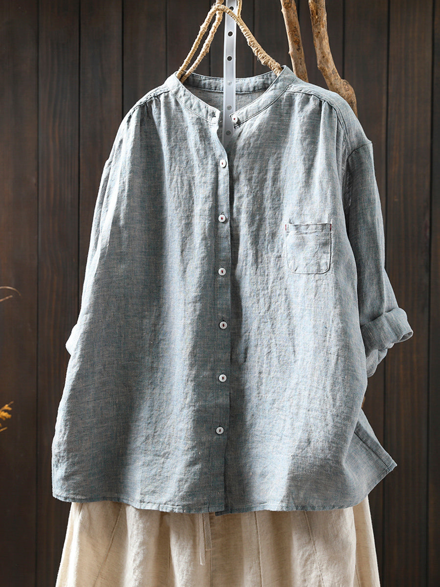 Isabelle | Stylish Plus Size Stand Collar Linen Shirt