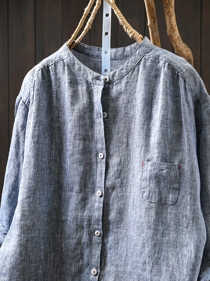 Isabelle | Stylish Plus Size Stand Collar Linen Shirt