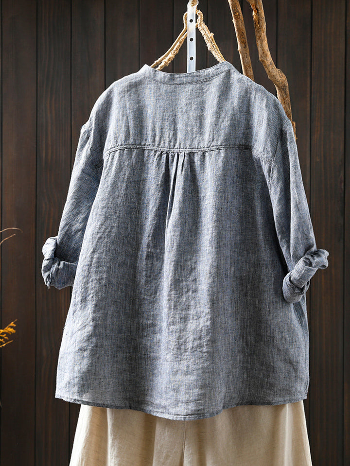 Isabelle | Stylish Plus Size Stand Collar Linen Shirt