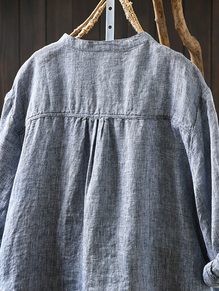 Isabelle | Stylish Plus Size Stand Collar Linen Shirt