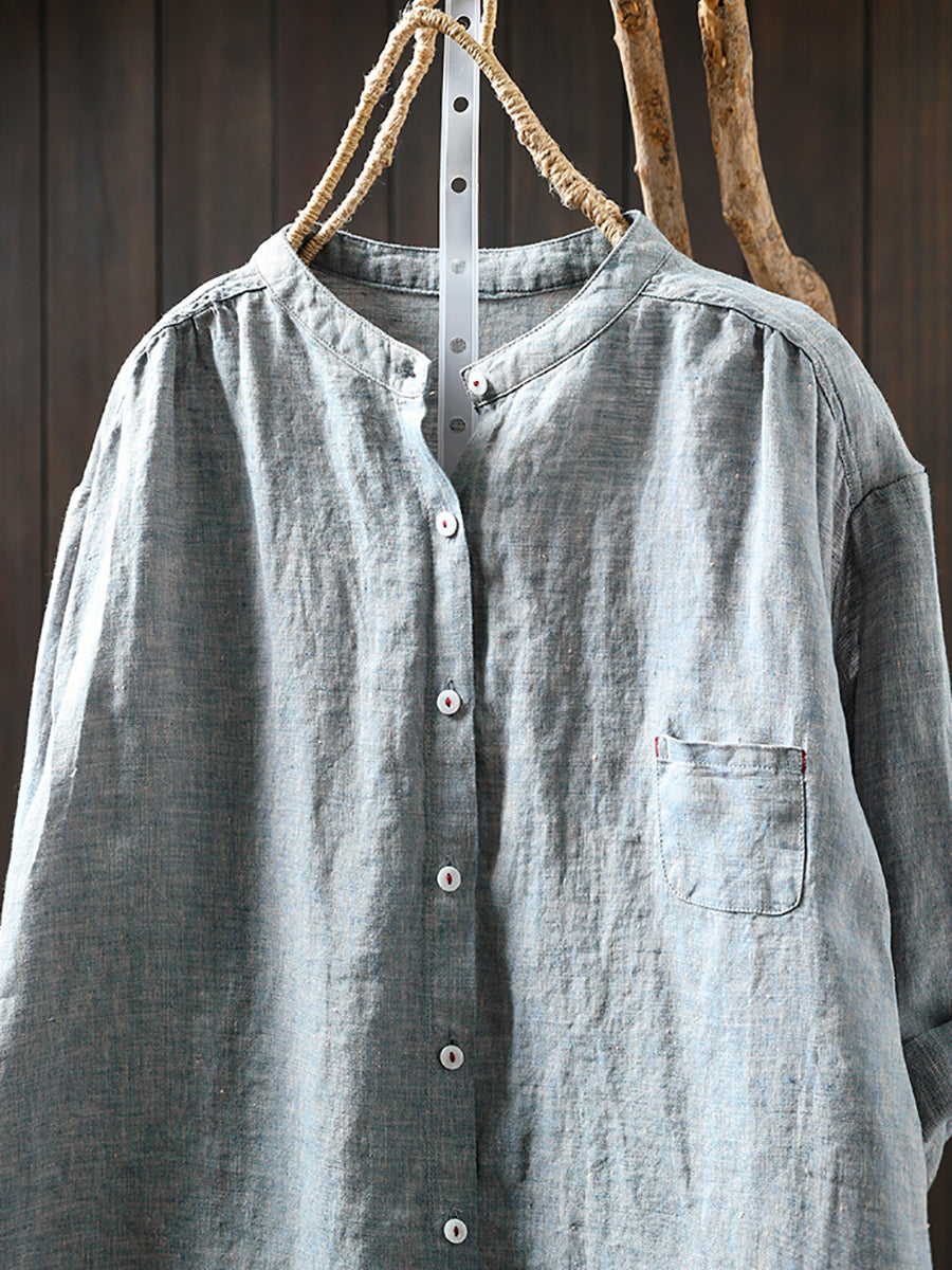 Isabelle | Stylish Plus Size Stand Collar Linen Shirt