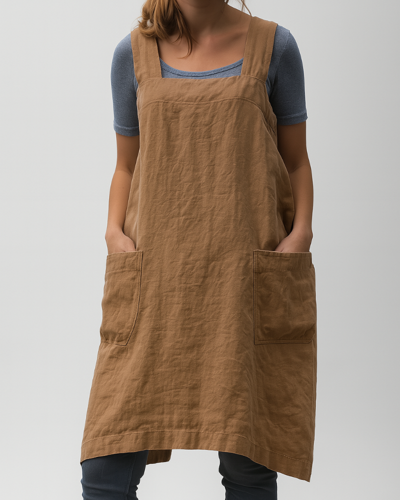 Isla | Chic Pinafore Linen Dress with Pockets