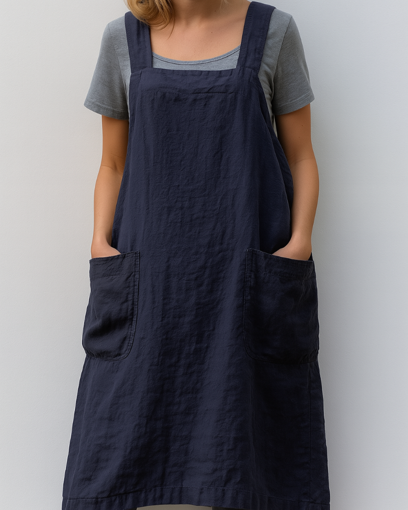 Isla | Chic Pinafore Linen Dress with Pockets