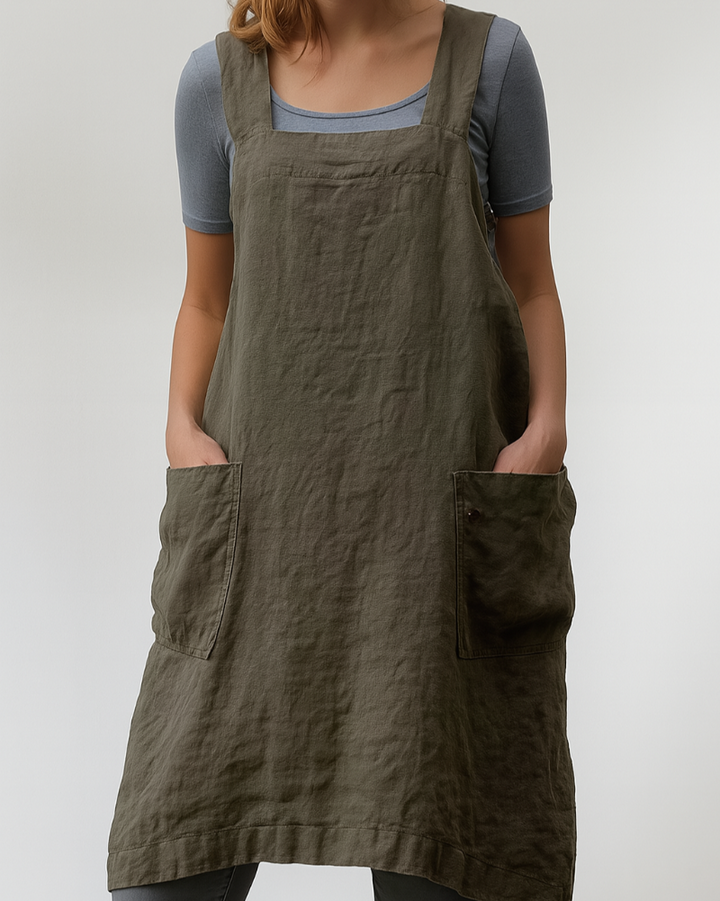 Isla | Chic Pinafore Linen Dress with Pockets