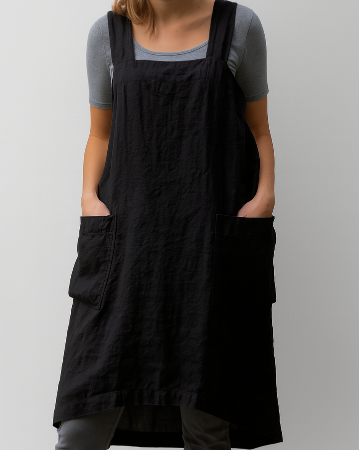 Isla | Chic Pinafore Linen Dress with Pockets