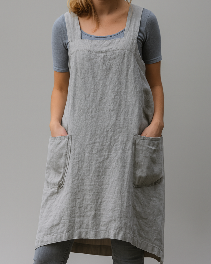 Isla | Chic Pinafore Linen Dress with Pockets