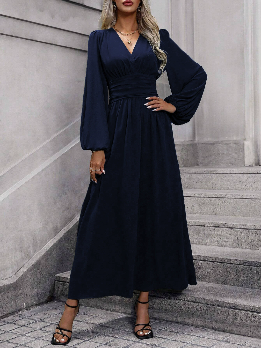 Isla | Classic Puff Sleeve Race Dress with Thigh Slit