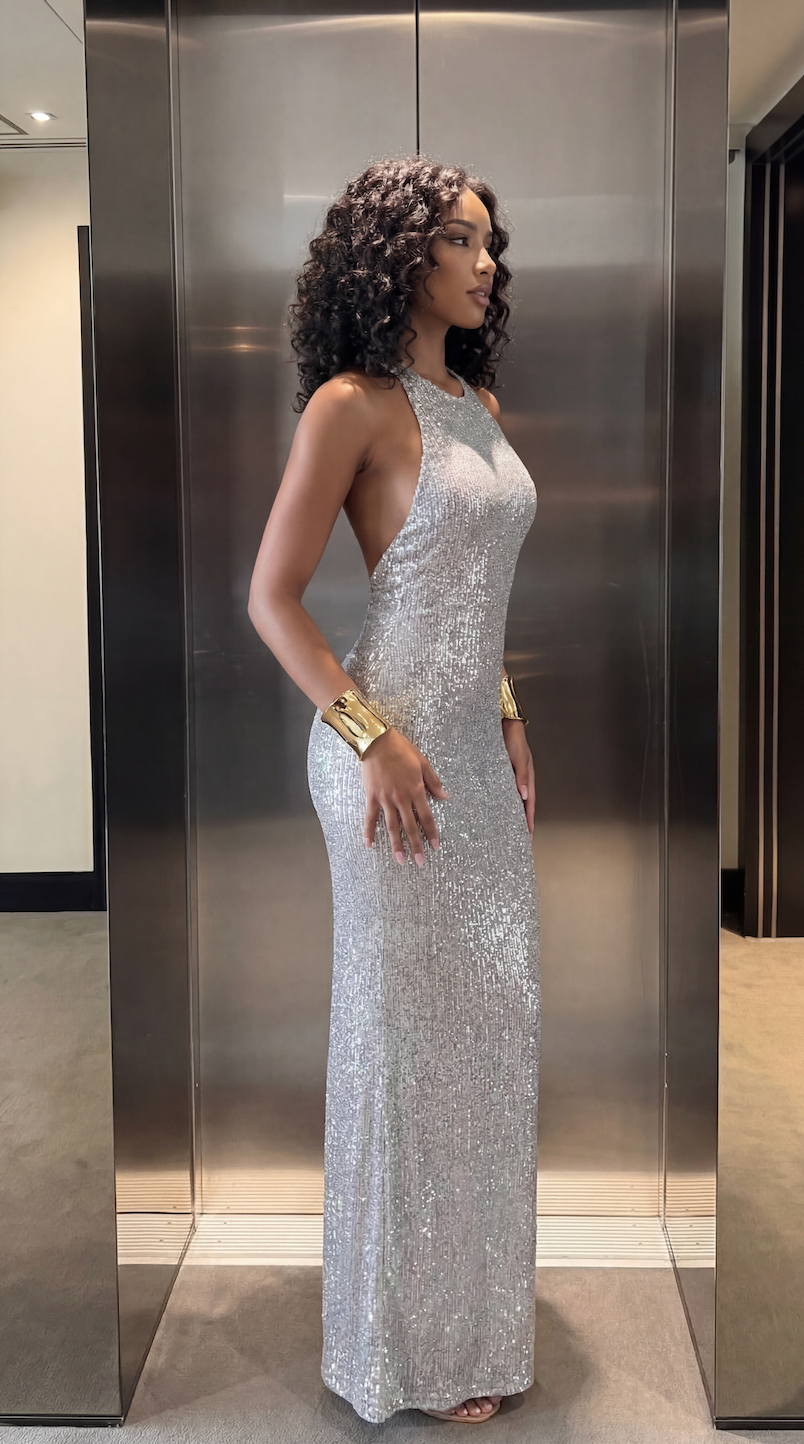 Isla | Classic Sequin Halter Races Dress