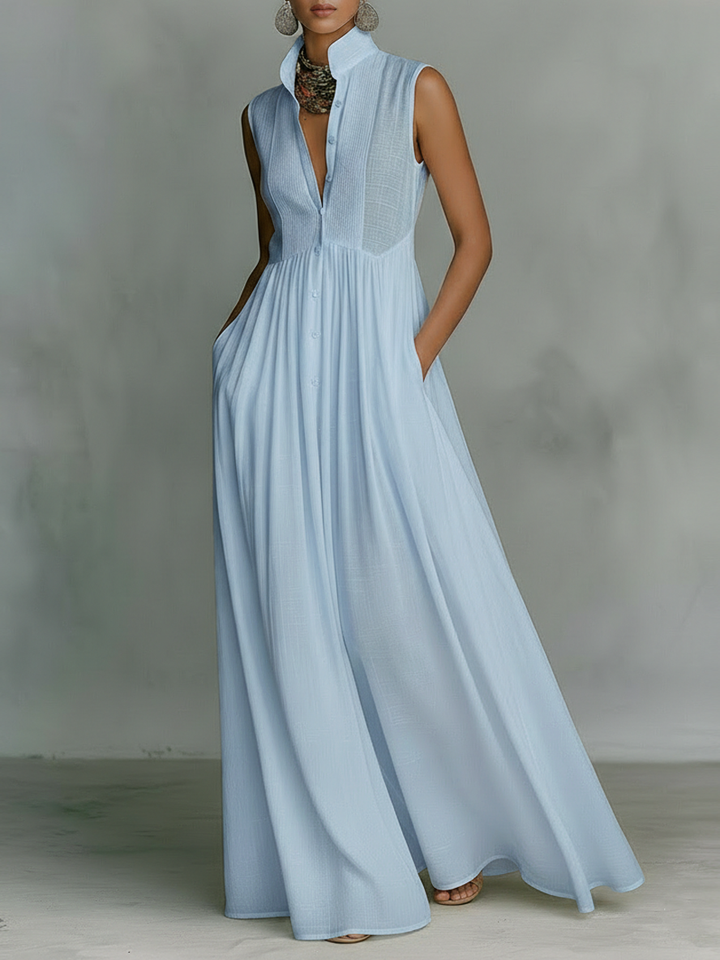 Isla | Effortless Sleeveless Button-Front Linen Dress