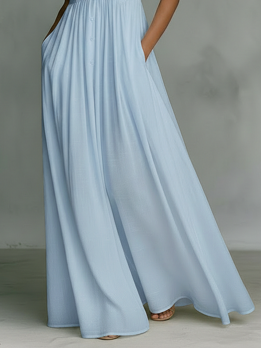 Isla | Effortless Sleeveless Button-Front Linen Dress
