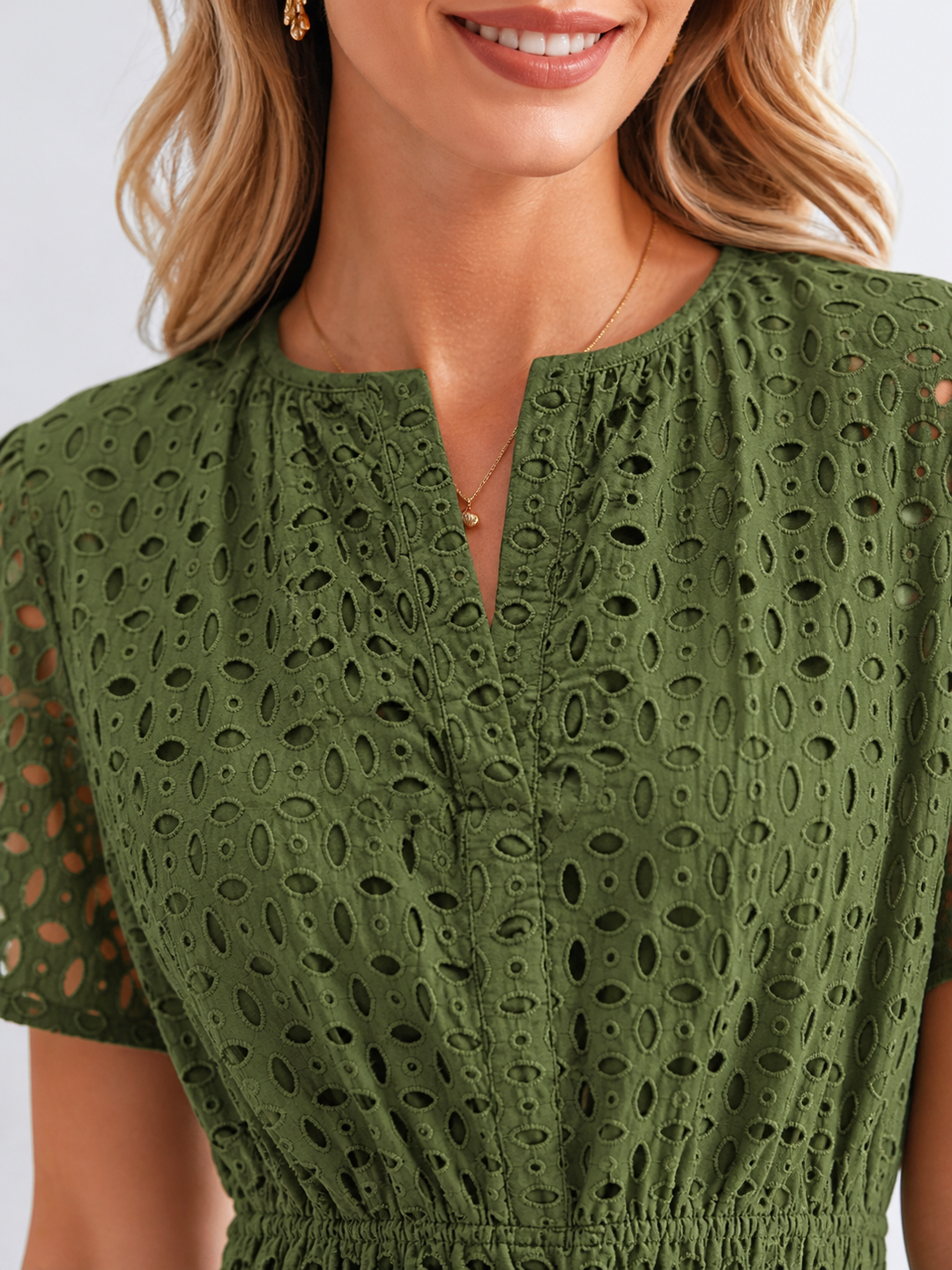 Isla | Graceful Eyelet A-Line Midi Dress