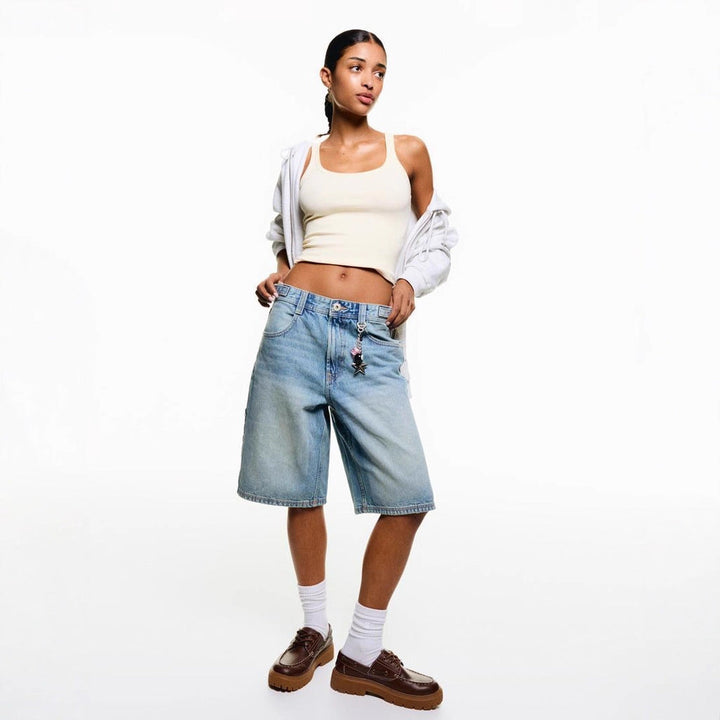 Isla | Graceful High-Waisted Relaxed Denim Shorts