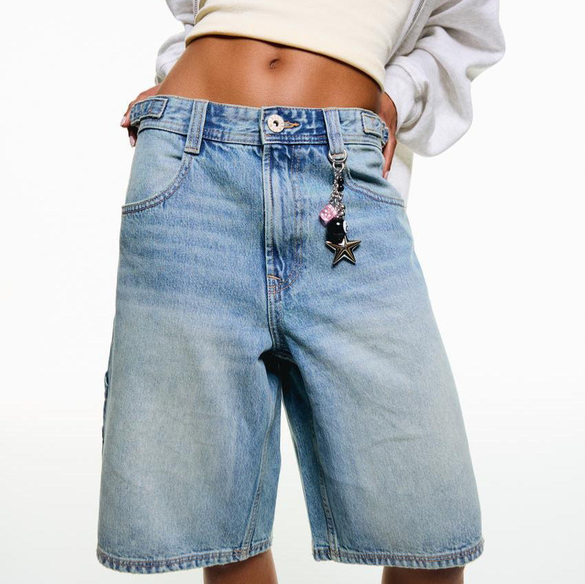 Isla | Graceful High-Waisted Relaxed Denim Shorts
