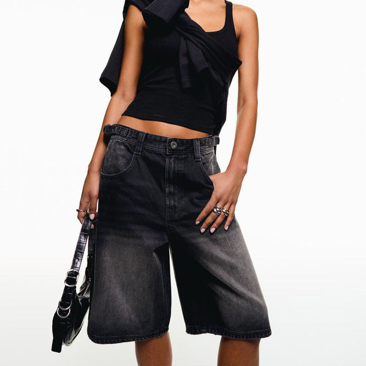 Isla | Graceful High-Waisted Relaxed Denim Shorts