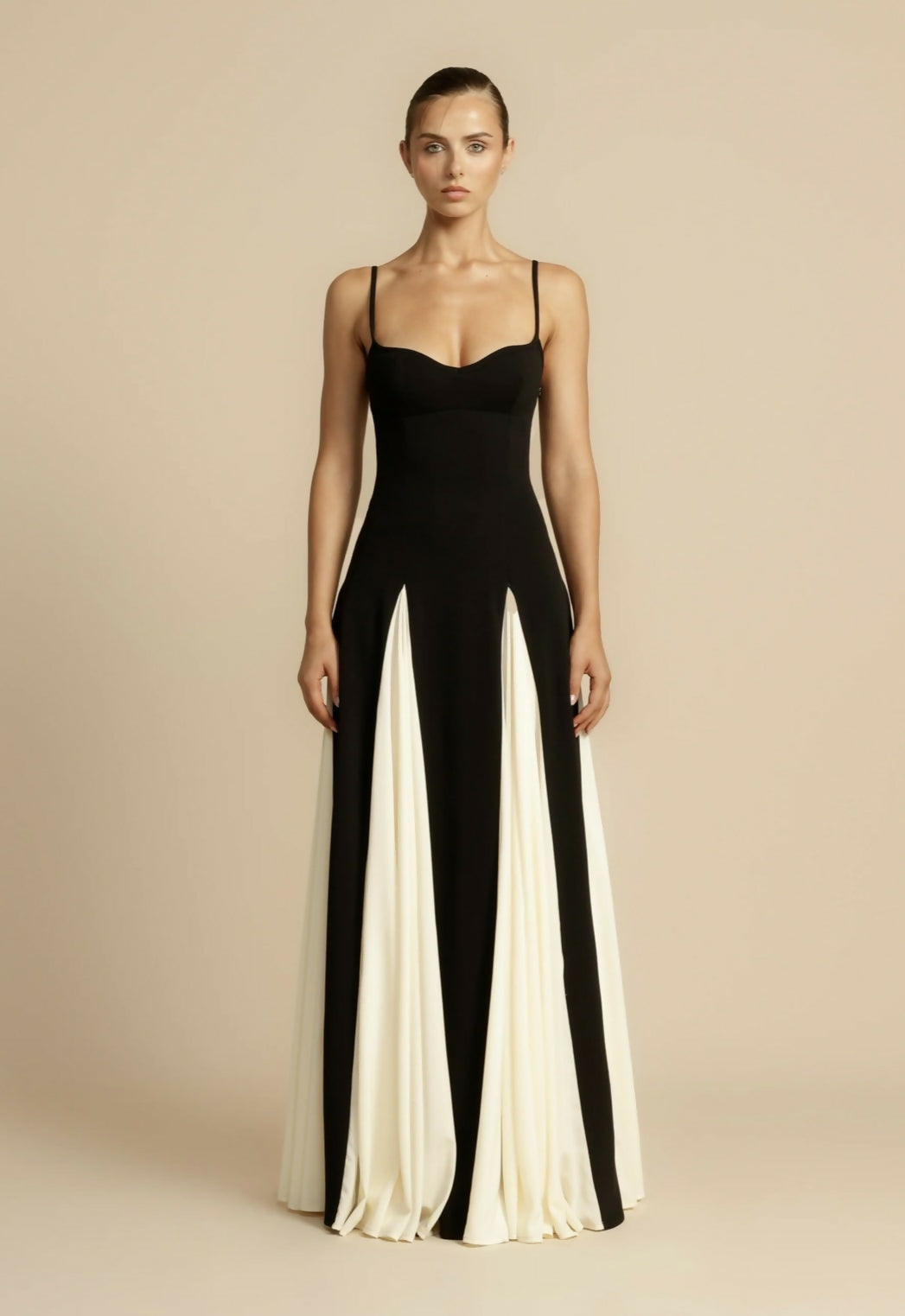 Isla | Sophisticated Two-Tone Pleated Races Dress