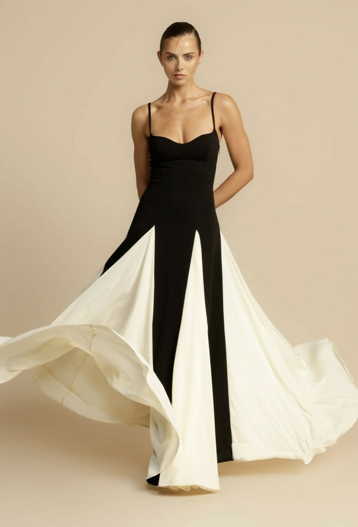 Isla | Sophisticated Two-Tone Pleated Races Dress