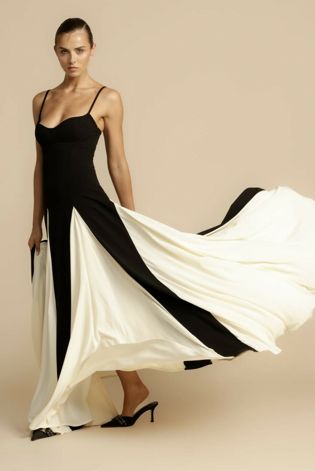 Isla | Sophisticated Two-Tone Pleated Races Dress