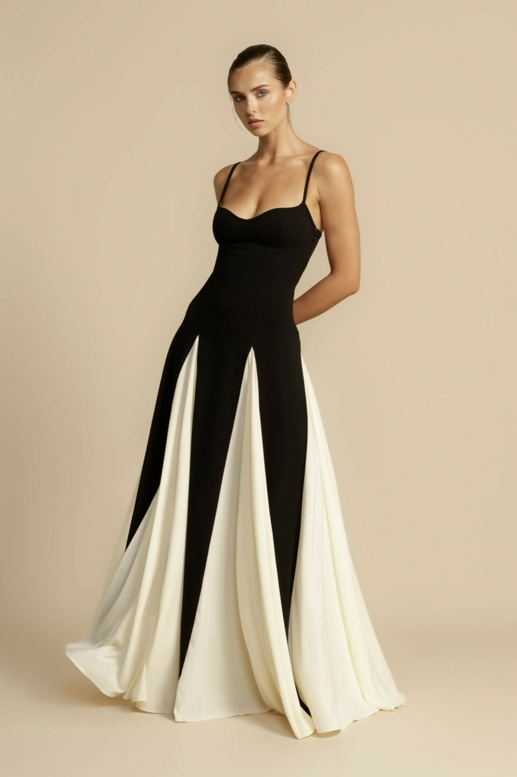 Isla | Sophisticated Two-Tone Pleated Races Dress