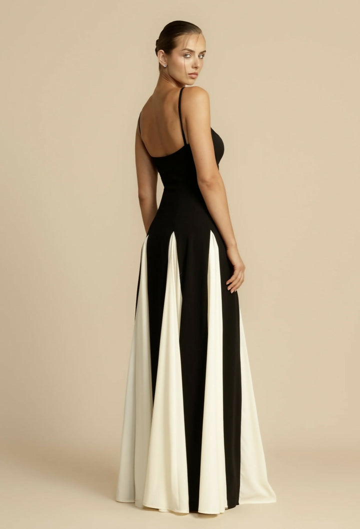 Isla | Sophisticated Two-Tone Pleated Races Dress