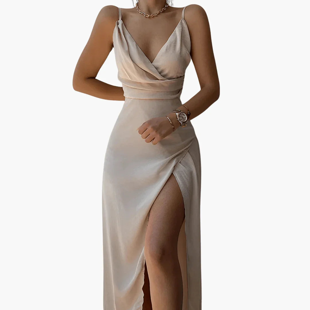 Ivy | Chic Wrap Front Races Dresses with Thigh Split Maxi Dress