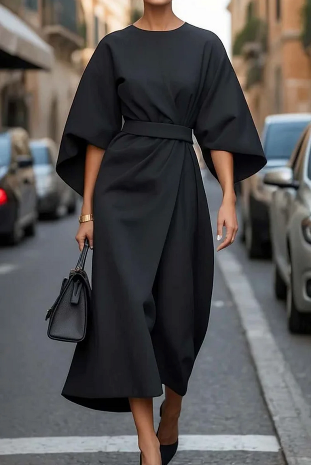 Ivy | Effortless Belted Cocktail Dress with Kimono Sleeves