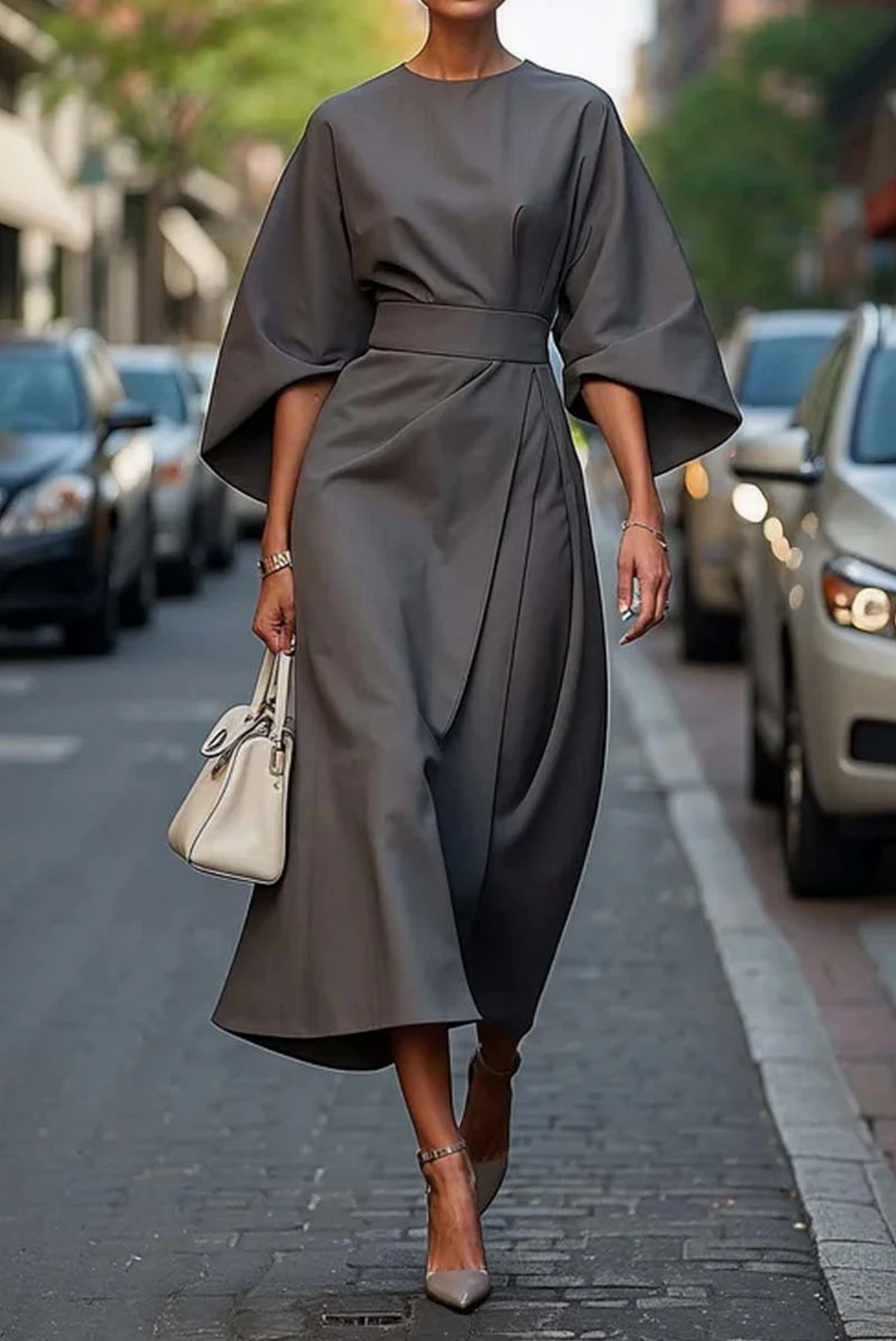 Ivy | Effortless Belted Cocktail Dress with Kimono Sleeves