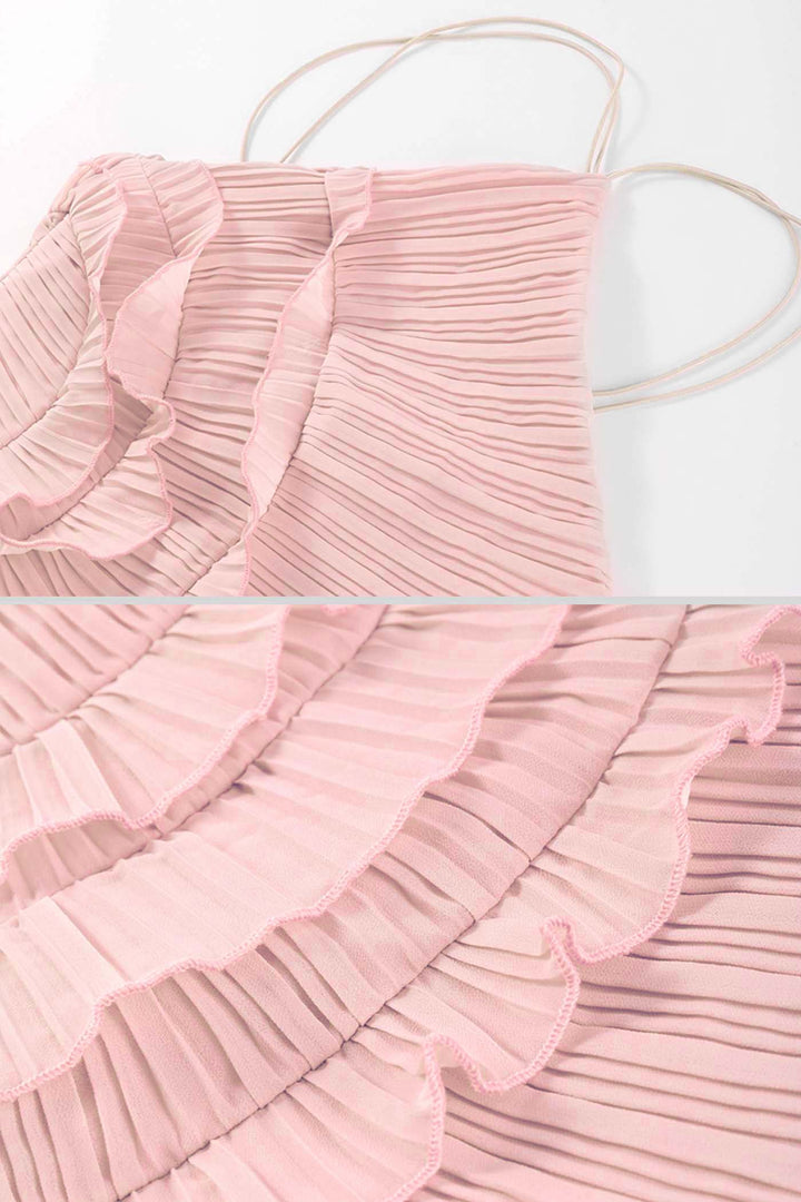 Ivy | Elegant Pleated Ruffle Races Dress Midi