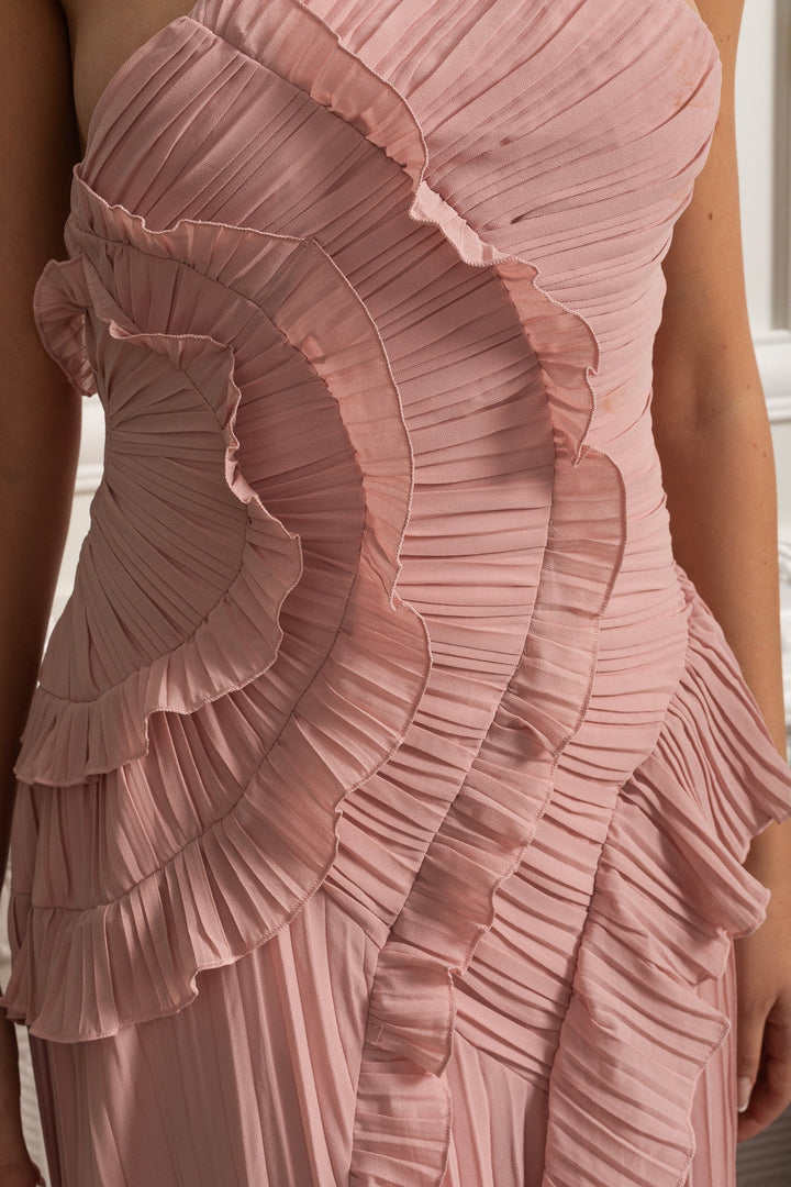Ivy | Elegant Pleated Ruffle Races Dress Midi