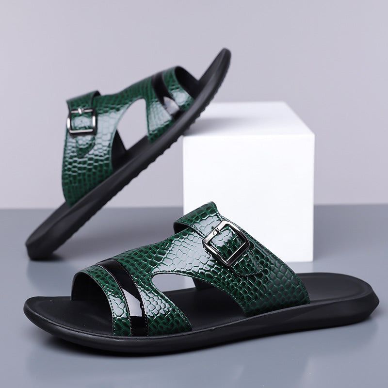Jack | Croc-Embossed Buckle Strap Mens Slides