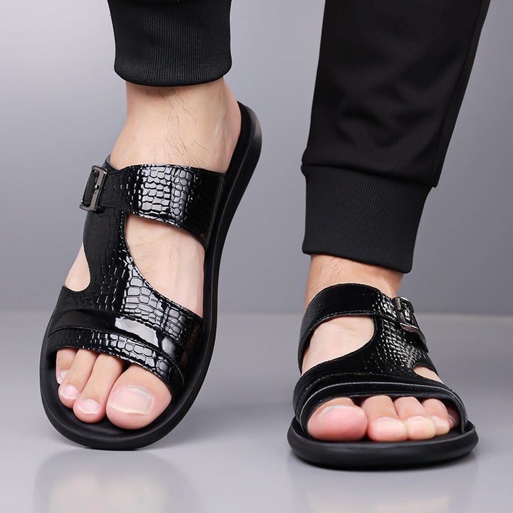 Jack | Croc-Embossed Buckle Strap Mens Slides