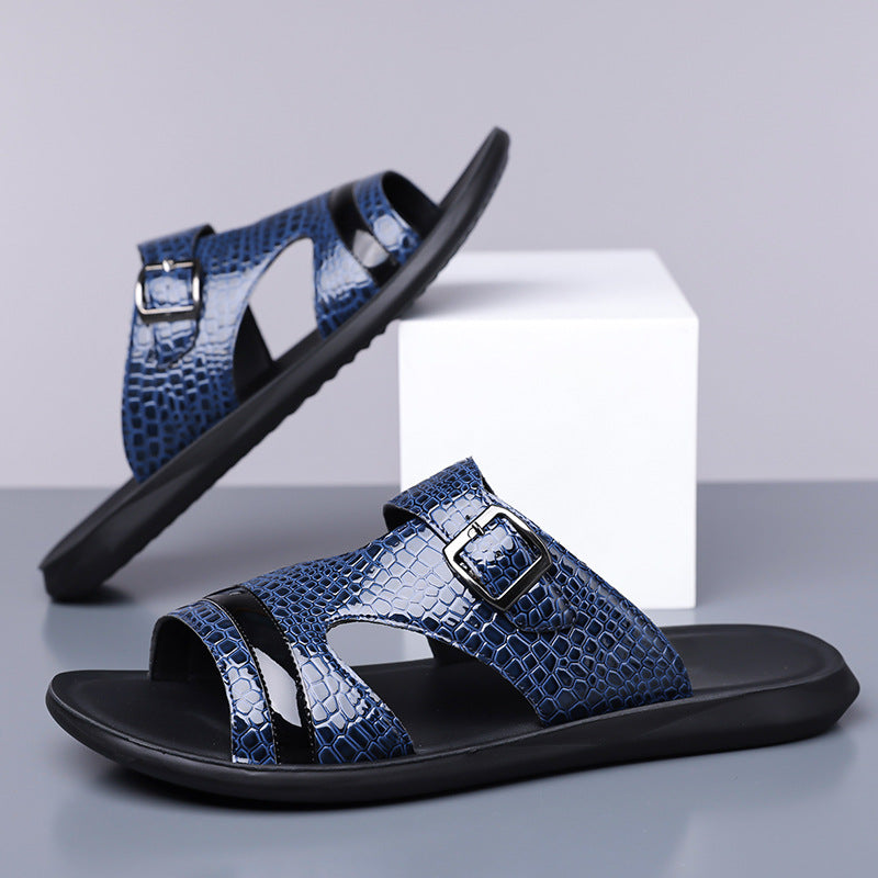 Jack | Croc-Embossed Buckle Strap Mens Slides