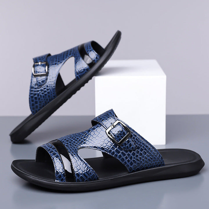 Jack | Croc-Embossed Buckle Strap Mens Slides