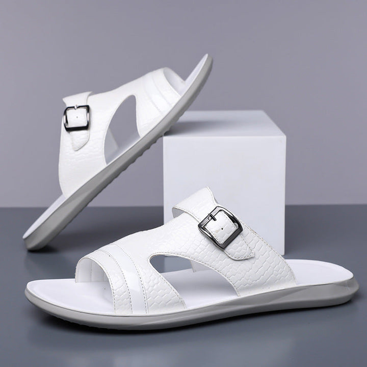 Jack | Croc-Embossed Buckle Strap Mens Slides