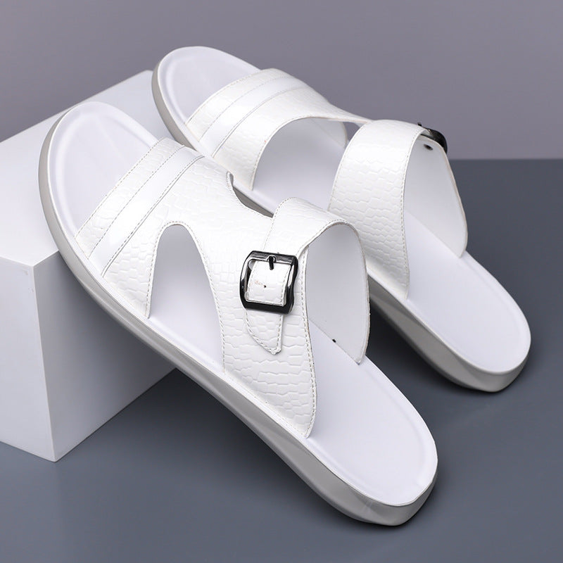 Jack | Croc-Embossed Buckle Strap Mens Slides