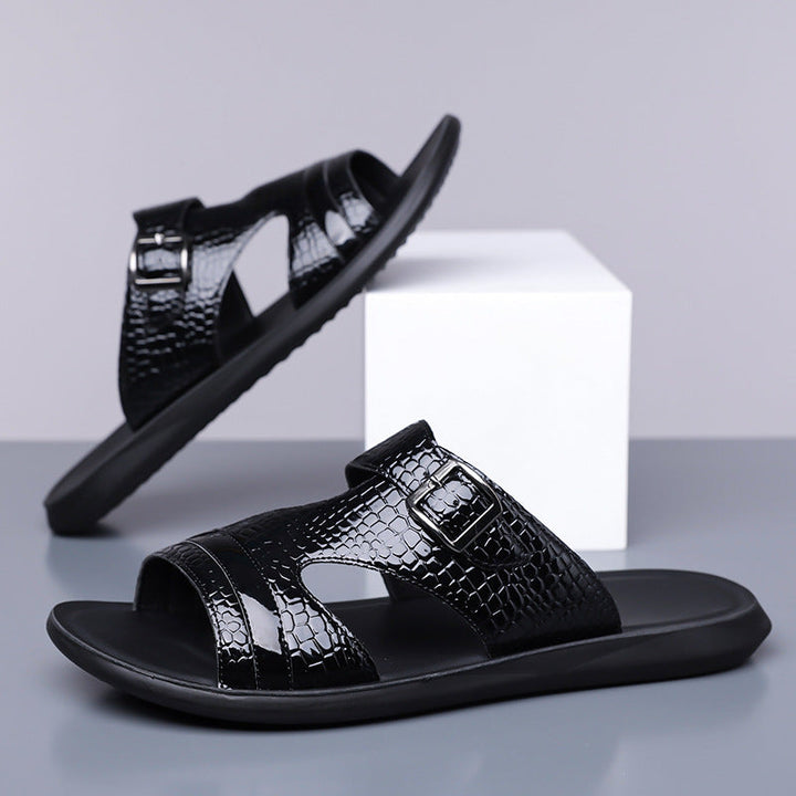 Jack | Croc-Embossed Buckle Strap Mens Slides