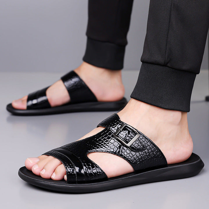 Jack | Croc-Embossed Buckle Strap Mens Slides