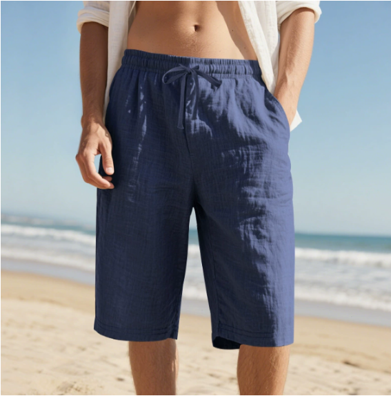 James | Cosy Drawstring Linen Shorts with Knee Length Fit