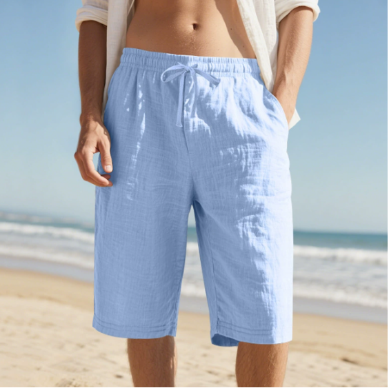 James | Cosy Drawstring Linen Shorts with Knee Length Fit