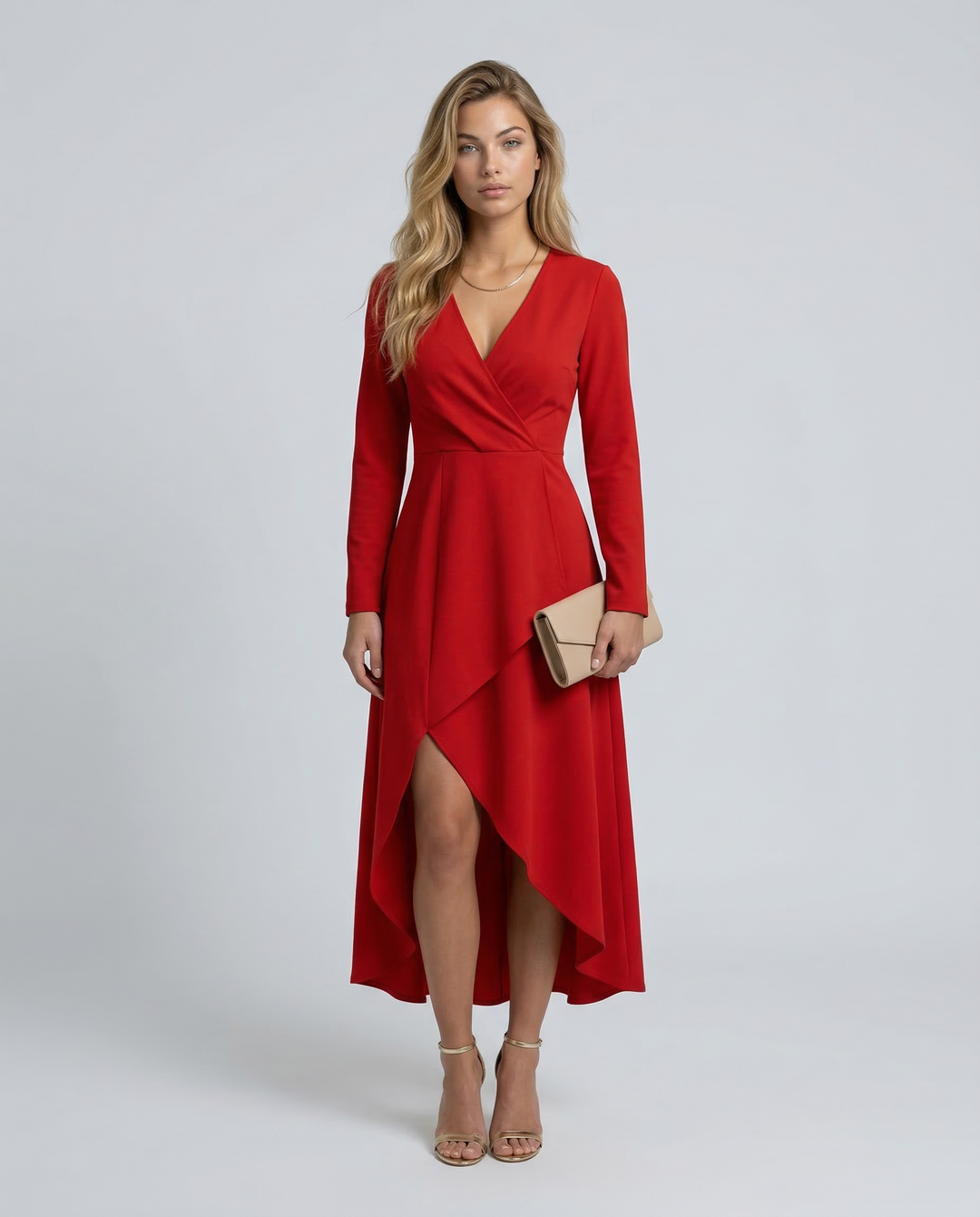 Jasmine | Classic Wrap Long Sleeve Party Dress