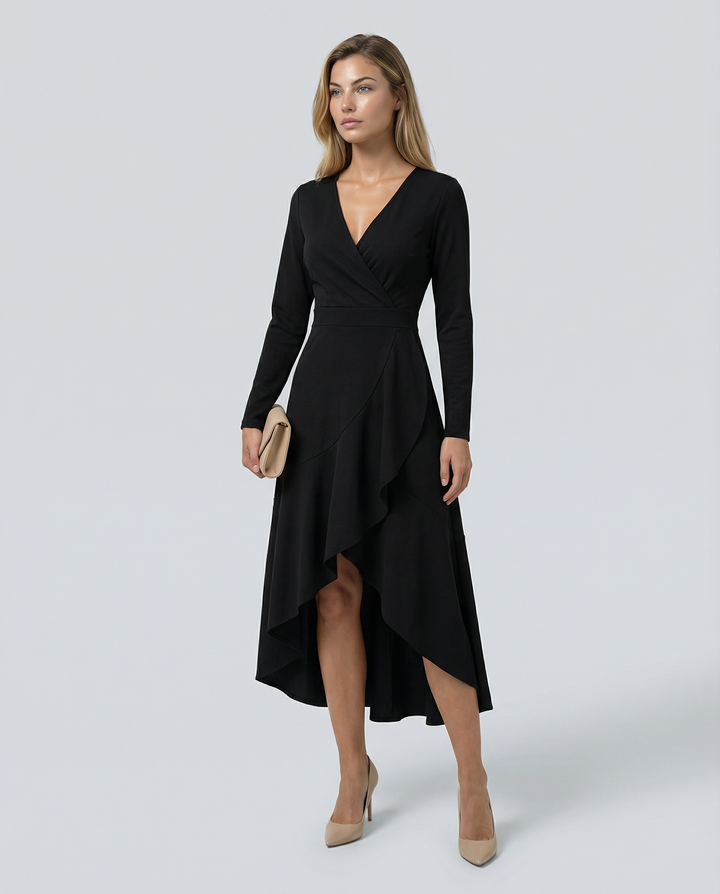 Jasmine | Classic Wrap Long Sleeve Party Dress