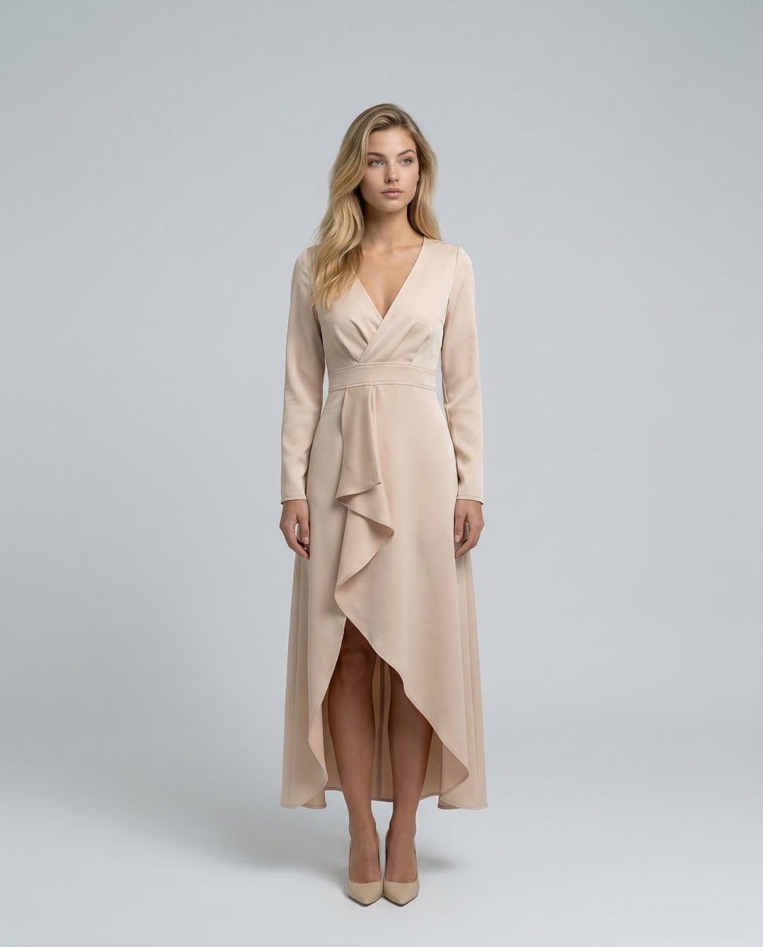 Jasmine | Classic Wrap Long Sleeve Party Dress