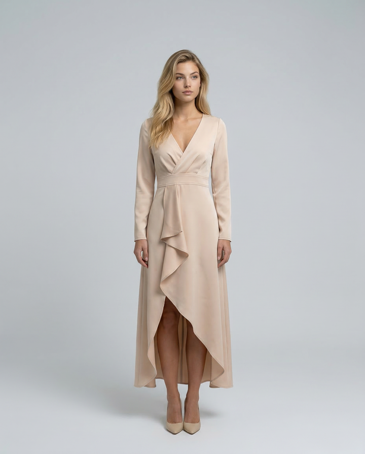 Jasmine | Classic Wrap Long Sleeve Party Dress