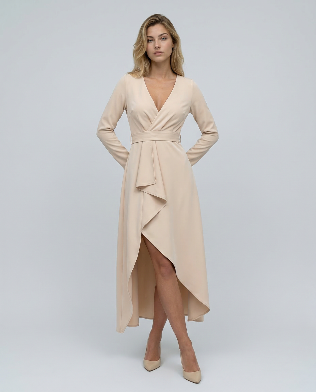 Jasmine | Classic Wrap Long Sleeve Party Dress