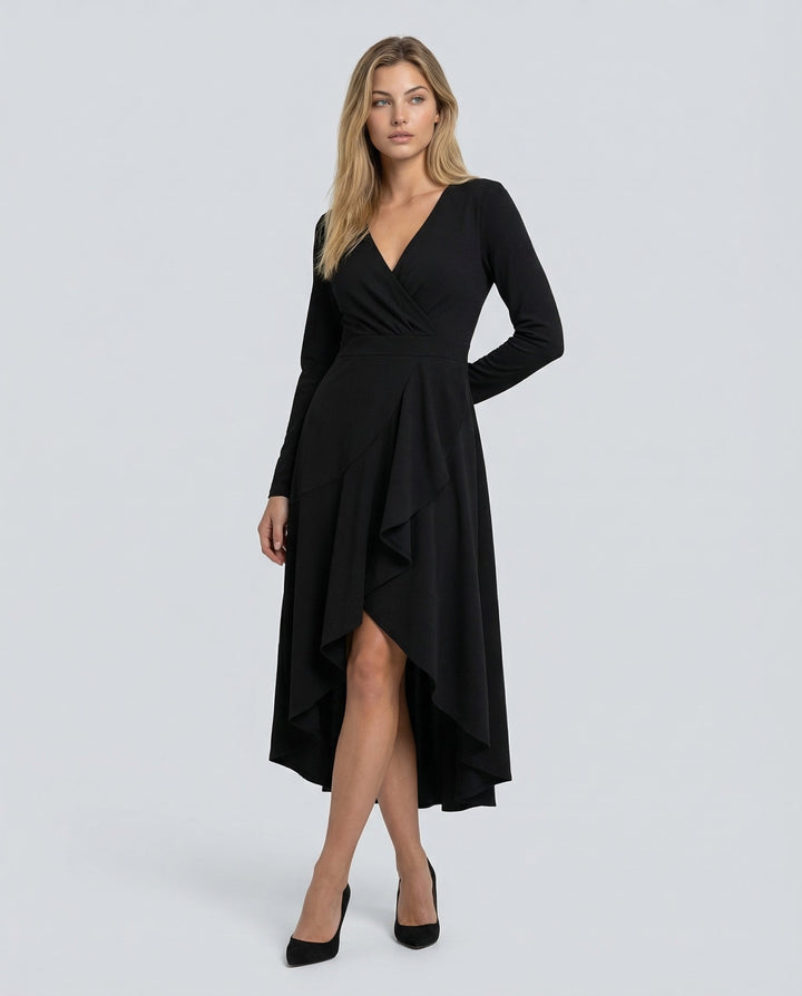 Jasmine | Classic Wrap Long Sleeve Party Dress