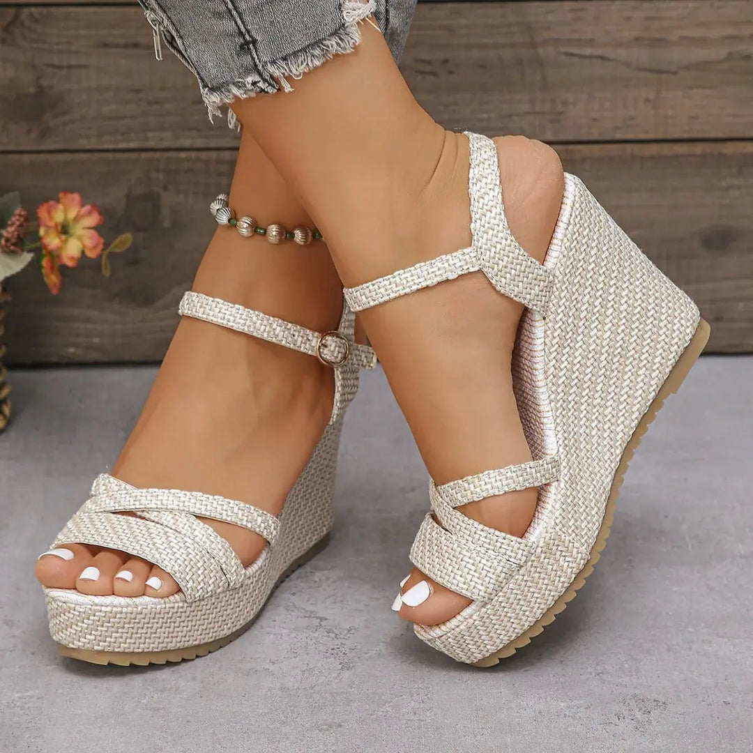 Jasmine | Effortless Woven Strap Platform Wedge Sandals