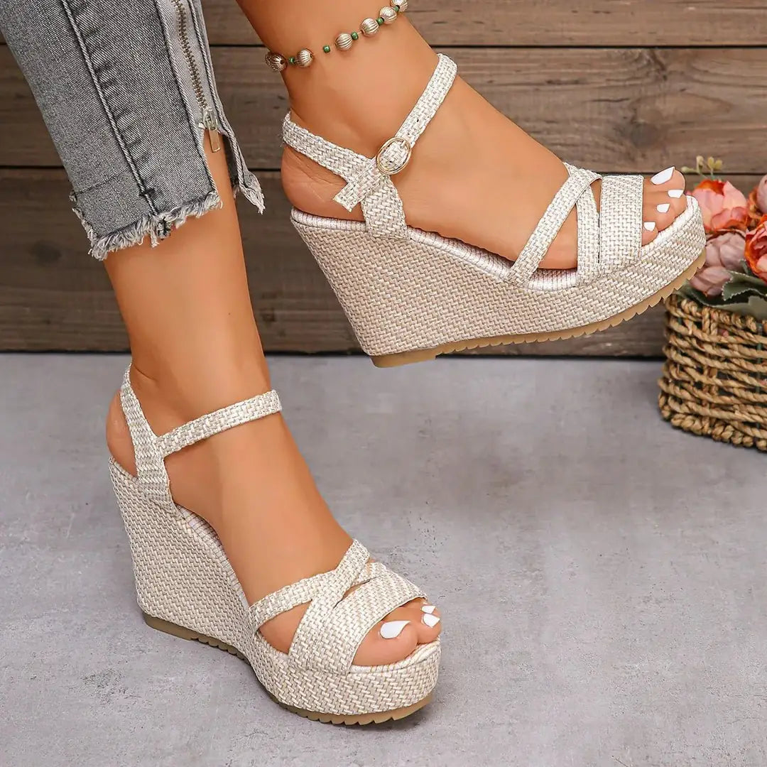 Jasmine | Effortless Woven Strap Platform Wedge Sandals